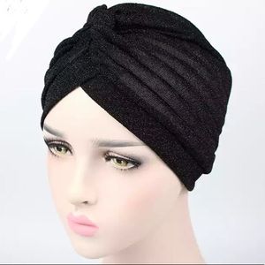 Shimmery Black Turban Hat